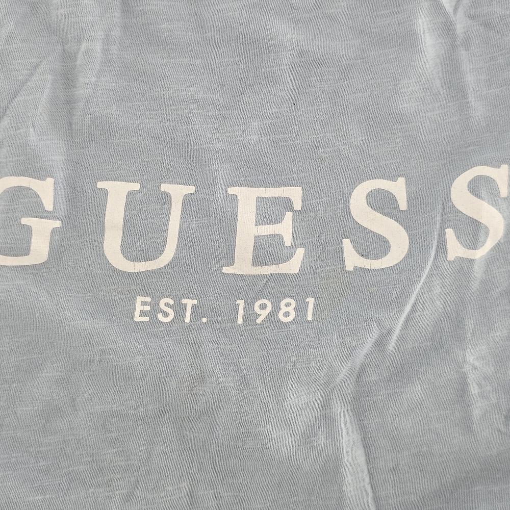 GUESS Light Blue/Gray Short Sleeve Relaxed Tee - Picture 4 of 8